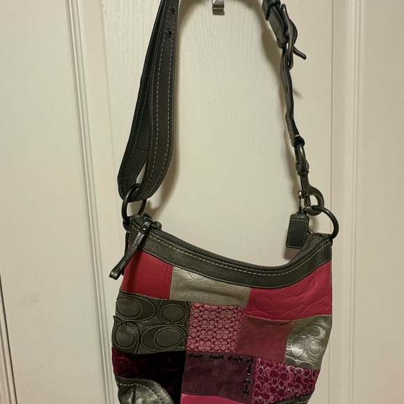 Coach Patchwork Shoulder Bag - Pink, Silver, Black - Picture 2 of 8